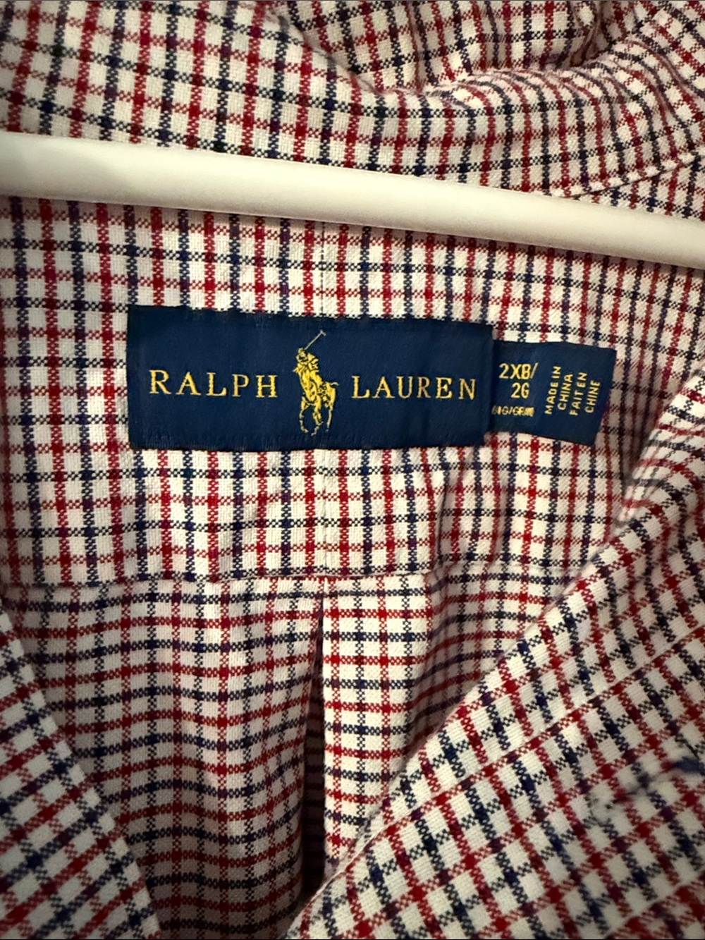 Ralph Lauren Red and Navy Micro-Check Cotton Button-Down Shirt